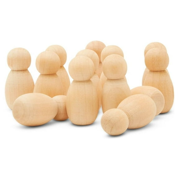 Tiny Peg Doll 1-3/8 inch Pack of 25 Peg People for Crafting and Nativity Set, Loose Parts Play Unfinished Wooden Peg Baby, by Woodpeckers