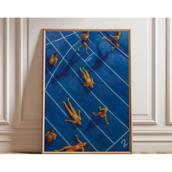 Tiny People Athlete Wall Art Print, Unframed Paper Poster 8x10in