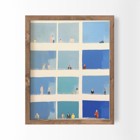 Tiny People Geometric Figures Contemporary Cubicle Decor Wall Art