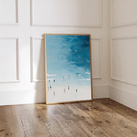 Tiny People Ocean Swimming Unframed Paper Print