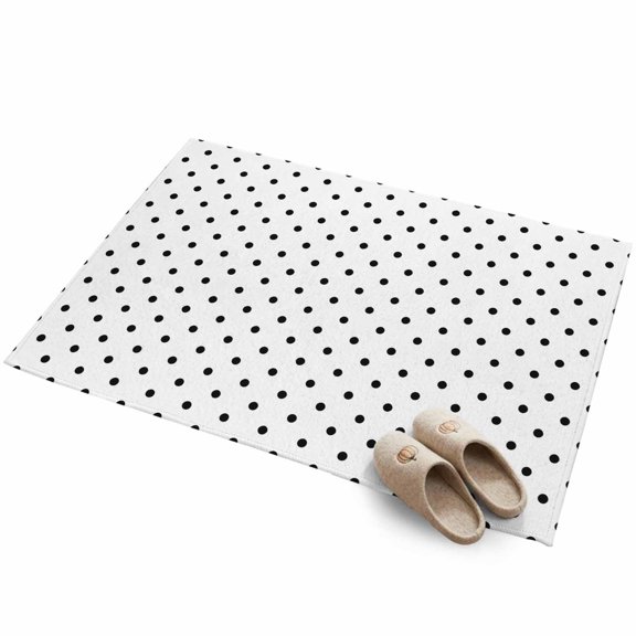 Tiny Polka Dots 2'x3' Small Rugs for Entryway Front Door Kitchen Sink Area, Black Mini round Spheres Graphic French Country Soft Sturdy Mats Washable Non Slip Rectangle Area Rug