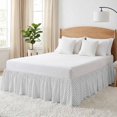 thumbnail image 1 of Tiny Polka Dots Bed Skirt King Size 16 Inch Drop, Black Mini round Spheres Graphic French Country Adjustable Elastic Dust Ruffles Bedskirt for King Bed Wrap Around Pleated Mattress Frame Cover, 1 of 9