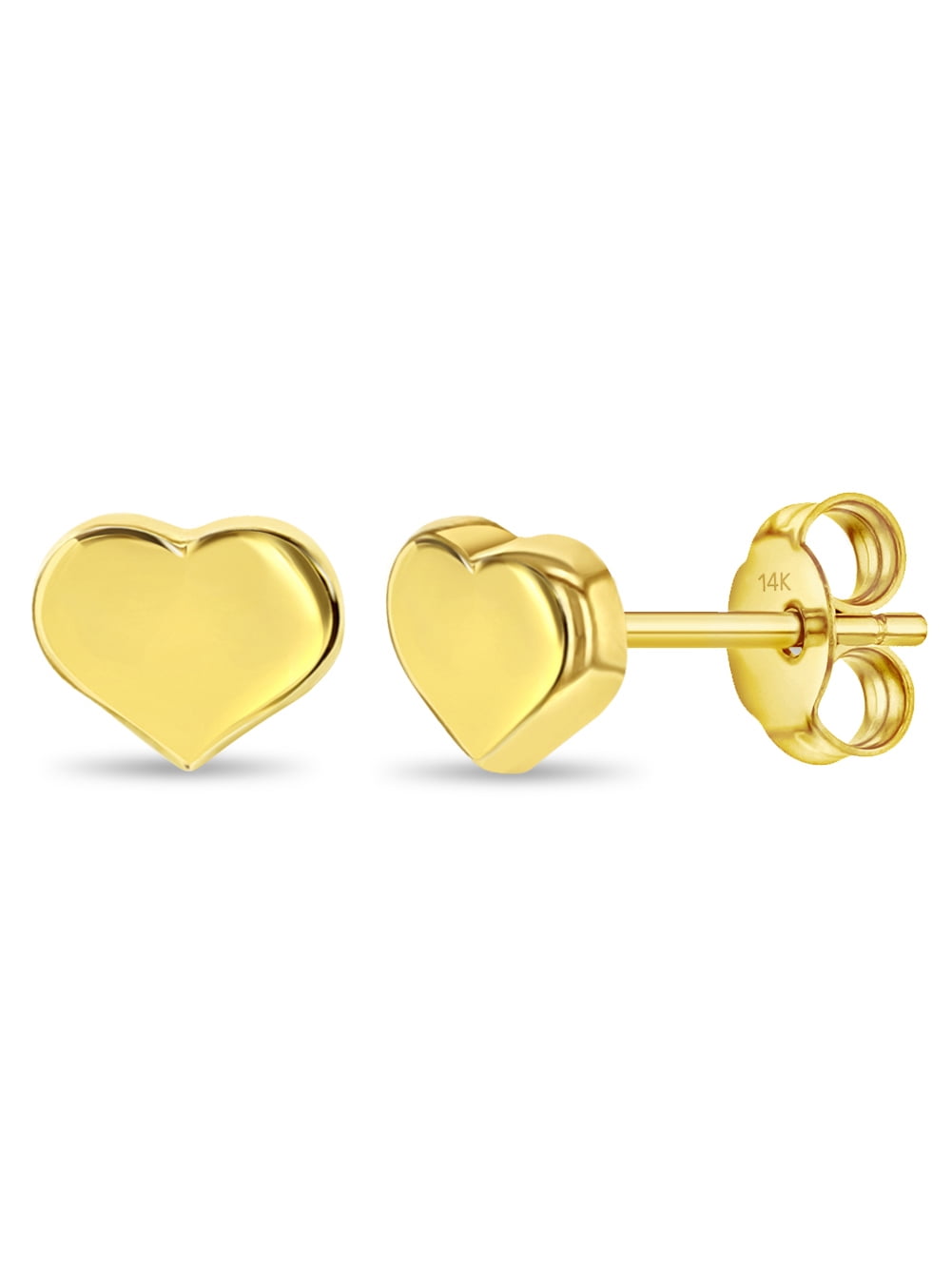 Tiny Puffed Heart Kids/Children's/Girls Earrings - 14k Gold