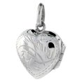 thumbnail image 1 of Tiny Puffy 9/16 inch Sterling silver Engraved Heart Locket Pendant for Women Handmade, 1 of 1