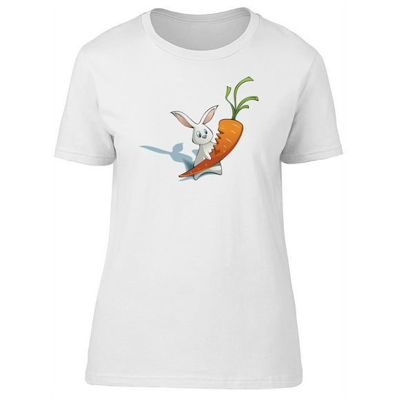 Tiny Rabbit Eating Carrot T-Shirt Women -Image by Shutterstock, Female XX-Large