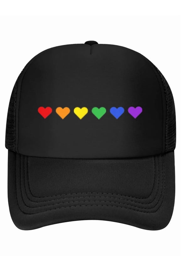 Tiny Rainbow Hearts Subtle Pride Month Flag LGBT Gay Rights Baseball Cap
