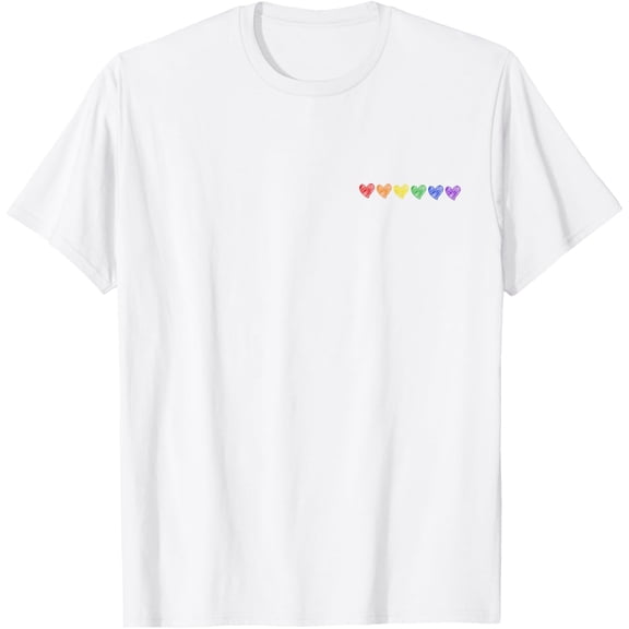 Tiny Rainbow Hearts Subtle Pride Month Flag LGBT Gay Rights T-Shirt