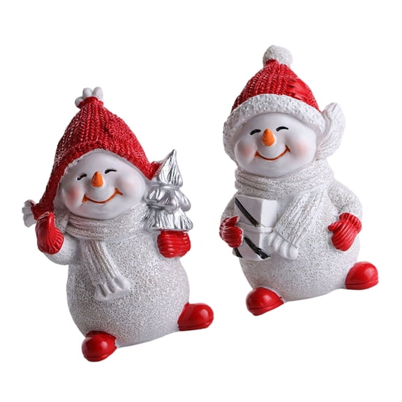 Tiny Resin Snowman Sculpture, Christmas Mantel & Tabletop Decor, Weather-Resistant Holiday Centerpiece for Garden Displa