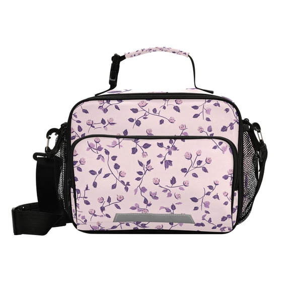 Tiny Rosebuds and Leaves Insulated Lunch Bag Portable Cooler Bag Mommy Bag Large Capacity 6L