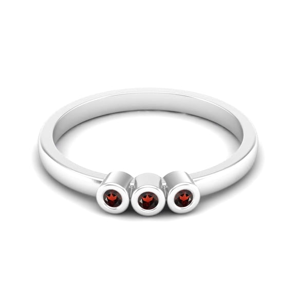 Tiny Round Shape Garnet Stackable Women's Mother's Day Gift Ring 925 Sterling Silver Delicate Jewelry