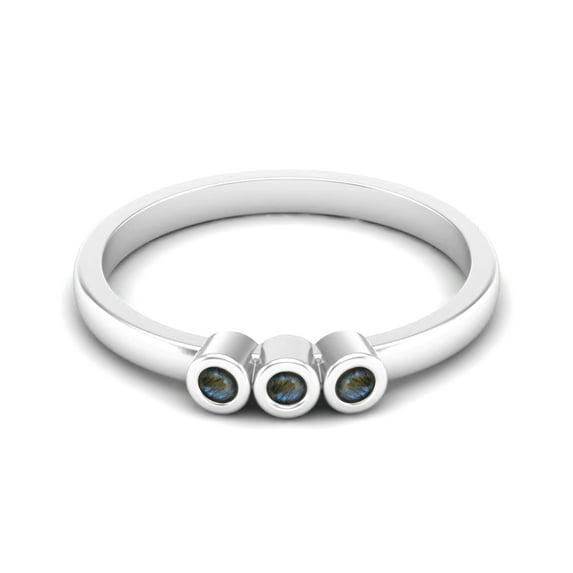 Tiny Round Shape Labradorite Stackable Women's Mother's Day Gift Ring 925 Sterling Silver Delicate Jewelry