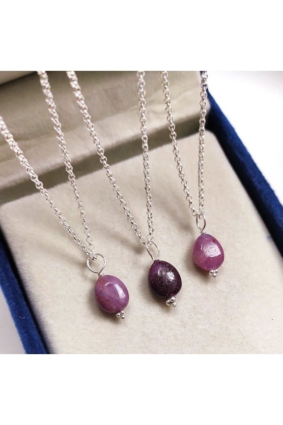 Tiny Ruby Oval Pendant Necklace in Sterling Silver, July Birthstone Jewelry, Mogra Wire Pendant, Gift For Her, Wedding Gift, Gift For Wife