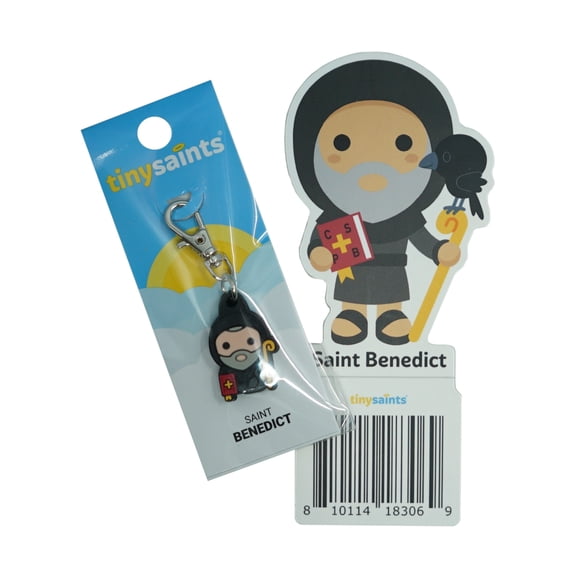 Tiny Saints St. Benedict Charm & Vinyl Sticker NEW