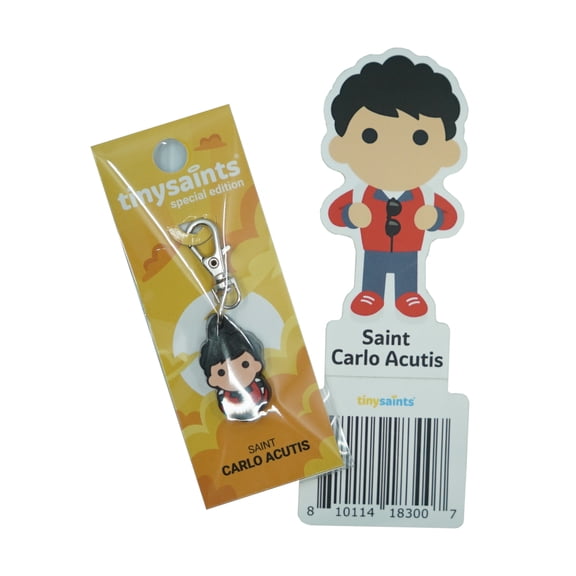 Tiny Saints St. Carlo Acutis Charm & Vinyl Sticker NEW