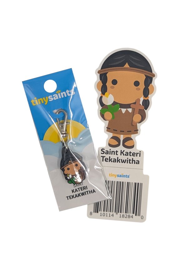 St. Kateri Tekakwitha Charm & Vinyl Sticker NEW