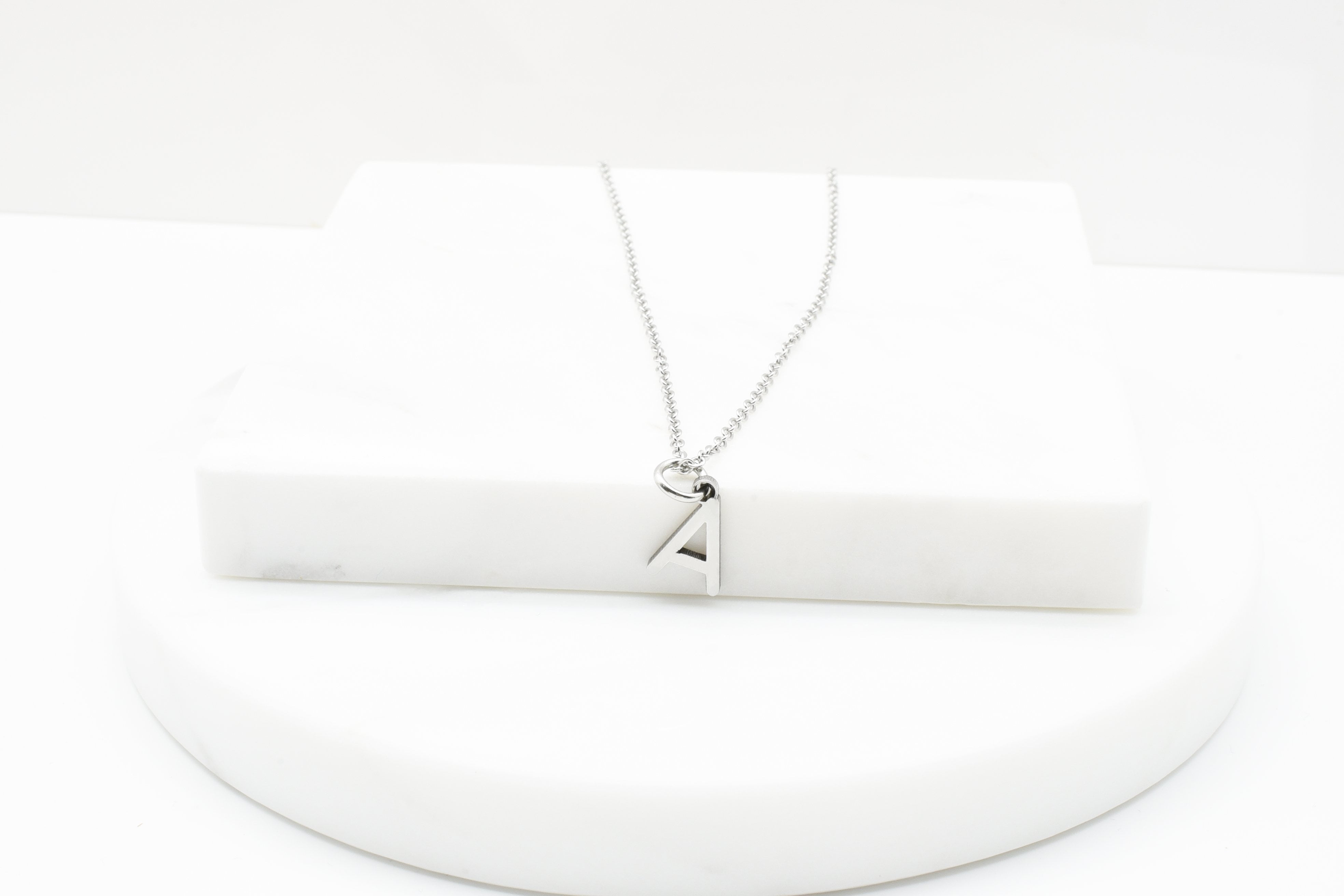 Small sideways 2024 initial necklace silver