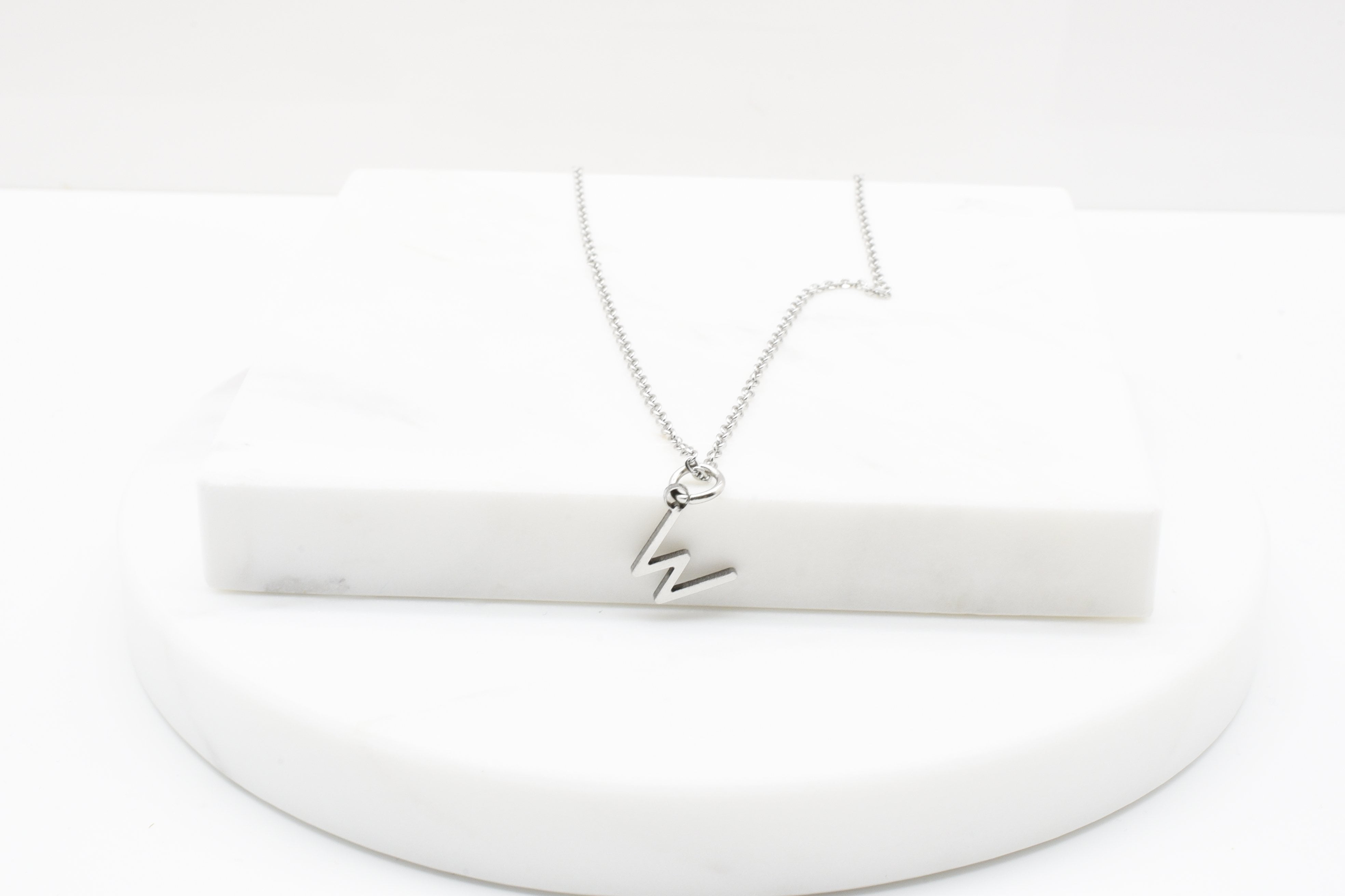 Small sideways initial necklace deals silver