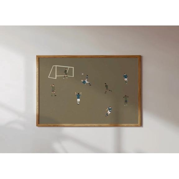 Tiny Soccer Players Print, Minimalist People Art, Gift for Soccer Player, Office Decor Poster Unframed Paper Print