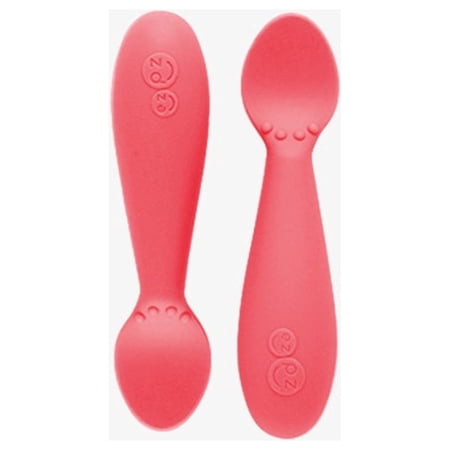 ezpz tiny spoon - silicone feeding spoon twin pack (coral)