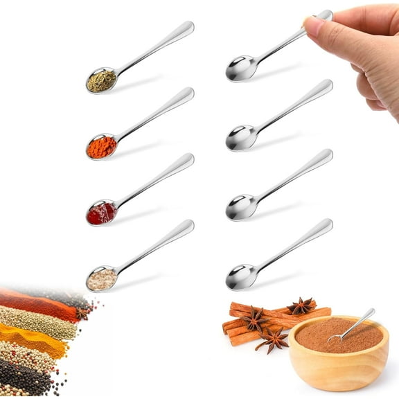 Tiny Spoon for Spices Jars 304 Stainless Steel 8pcs Condiment Spoons (0.93.54in)