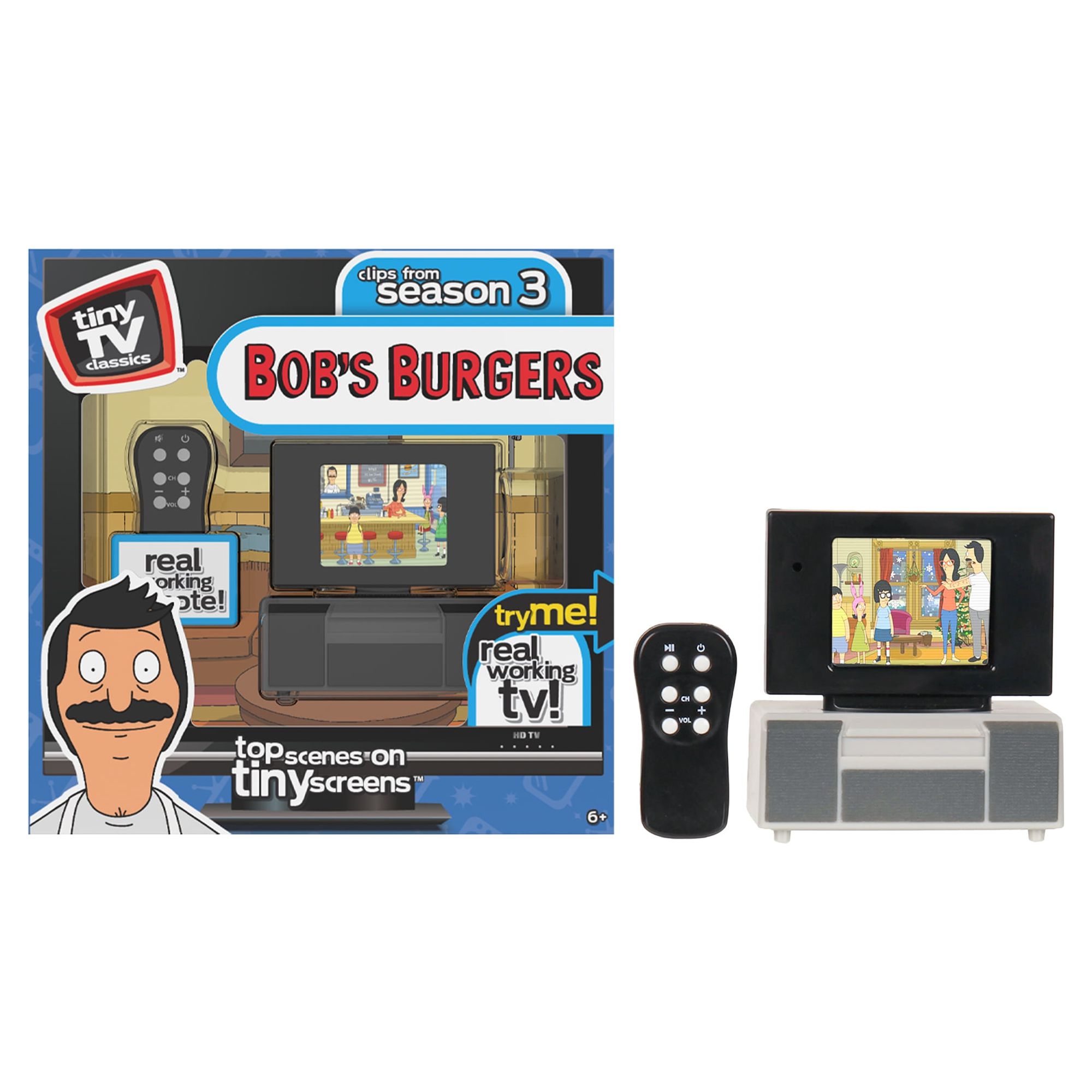 Tiny TV Classics - Bob's Burgers Edition - Collectible Toy - Watch Top Bob's Burgers Scenes on a Real-Working Tiny TV with Working Remote - image 1 of 12
