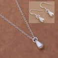 thumbnail image 1 of Tiny Teardrop Silver Matching Necklace and Earrings Set for Woman Female of any age Special Occasion Birthday Holiday, 1 of 10