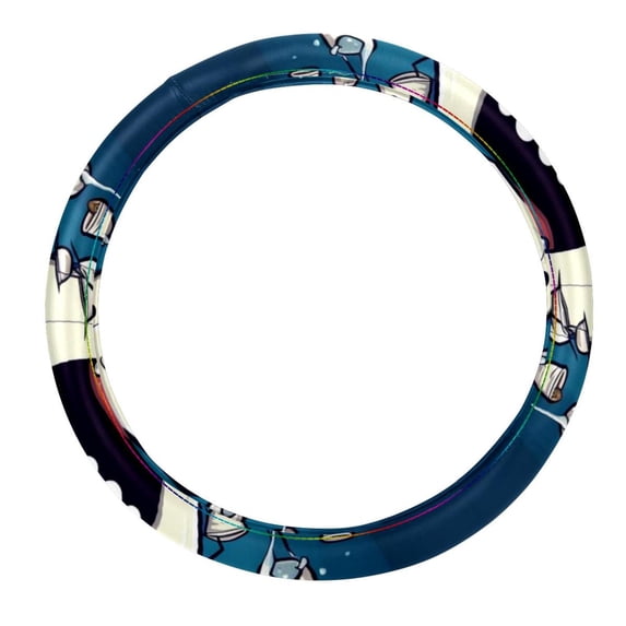 Tiny Teeth 14.5 Inch Printing PVC Leather Car Wheel Cover, Steering Wheel Cover, Auto Accessories