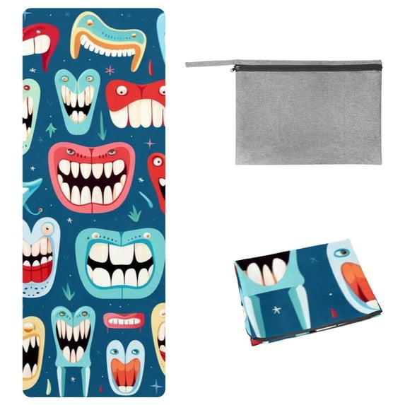 Tiny Teeth Gym Towels with Storage Bag, 72.8"x26.8", Suitable for Yoga, Pilates, Fitness, etc. - Yoga Towel Set for Ultimate Workout Comfort