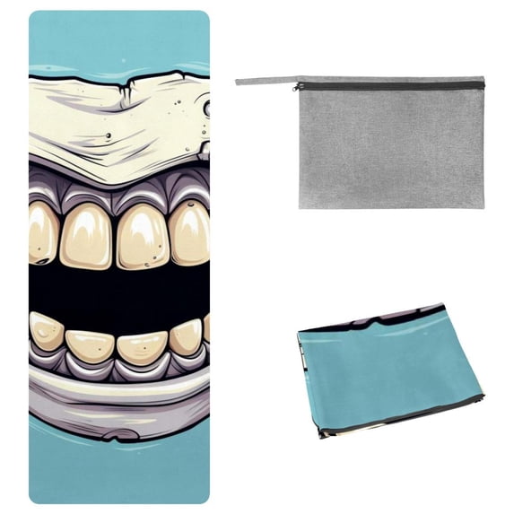 Tiny Teeth Hot Yoga Towel with Storage Bag, 72.8"x26.8", Suitable for Yoga, Pilates, Fitness, etc. - Yoga Blankets, Yoga Mat Towel