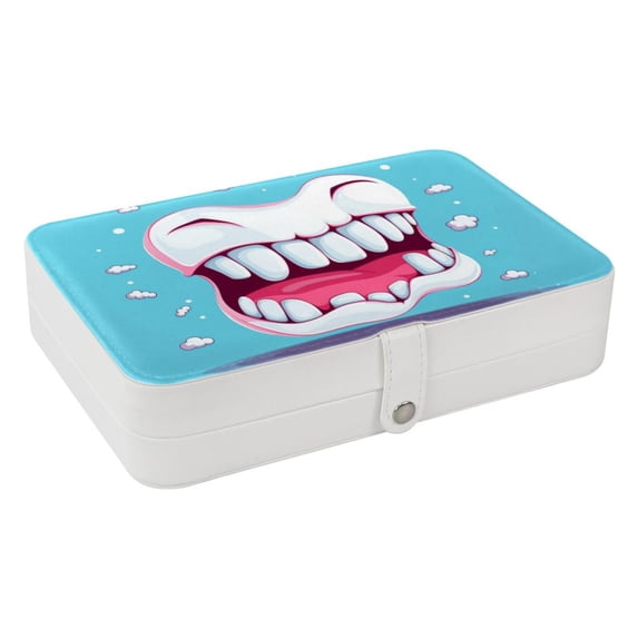 Tiny Teeth PU Leather Bracelet Holder Jewelry Box Stand Necklace Organizer with Removable Compartment Portable Case