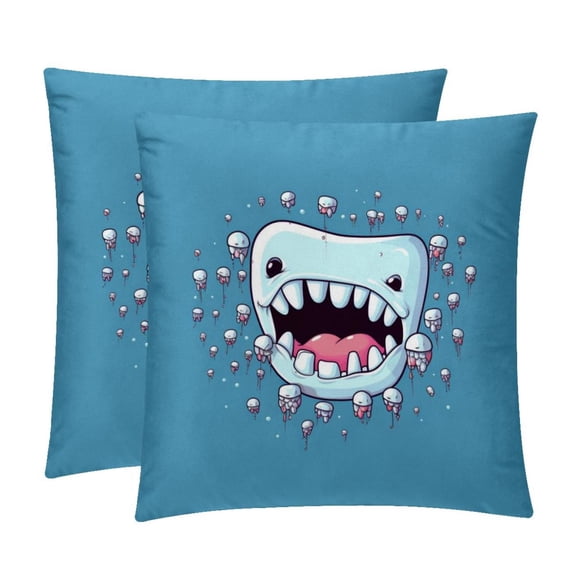Tiny Teeth Set of 2 Velvet Throw Pillow with Unique Patterns - 16x16, 18x18, 20x20 Inches for Various Occasions - Pillows Covers Throw Pillow Inserts Pillow Inserts