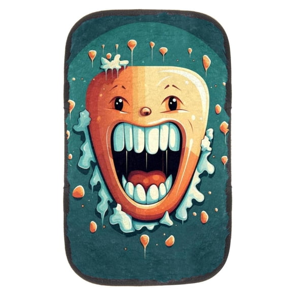 Tiny Teeth Soft Comfortable Furry Printed Car Armrest Pad Mat Cover Accessory