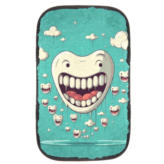 Tiny Teeth Soft Furry Printed Car Armrest Pad Mat Comfortable Armrest Accessory 12.5x8.2 Inch