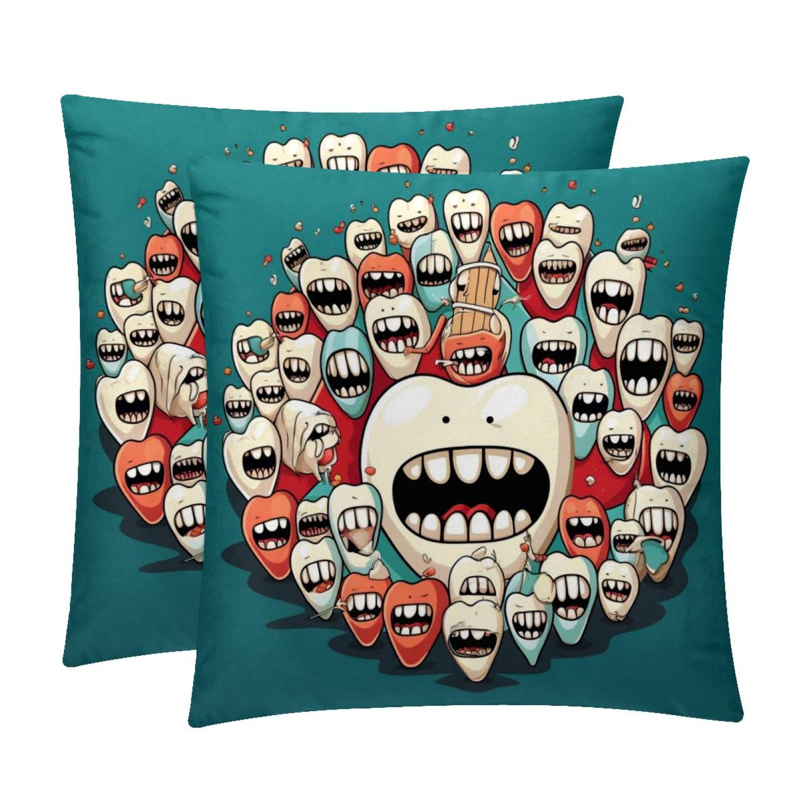 Tiny Teeth Throw Pillow Covers Set Of 2 For Chair Pillow Covers For 