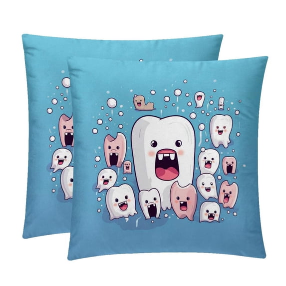 Tiny Teeth Velvet Bed Pillow Throw Covers Pillow Inserts Throw Pillows with Unique Patterns - Set of 2, Sizes 16x16, 18x18, 20x20 Inches for Various Occasions