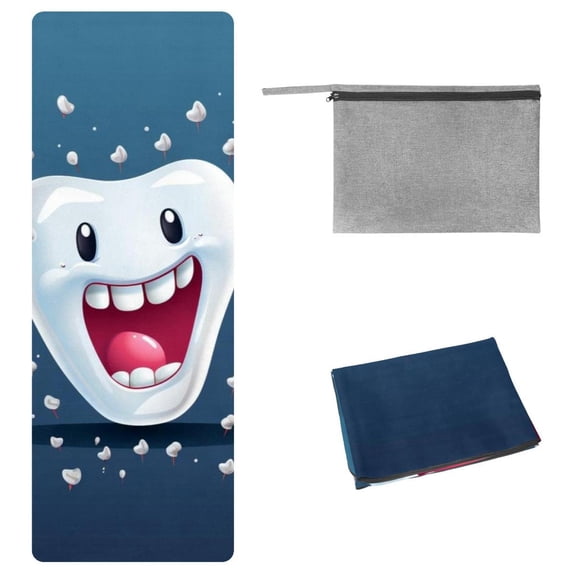 Tiny Teeth Yoga Mat Towel with Storage Bag, 72.8"x26.8", Ideal for Yoga, Pilates, Fitness - Yoga Blankets,Gym Towel