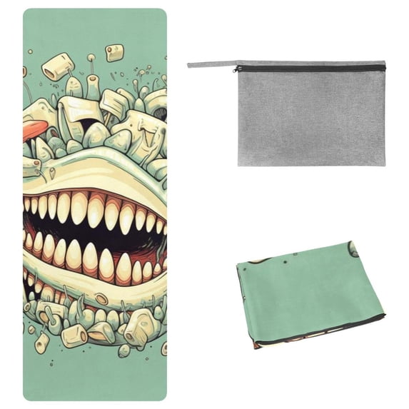 Tiny Teeth Yoga Towels with Storage Bag, 72.8"x26.8", Suitable for Yoga, Pilates, Fitness, Etc. Gym Towels for Workout, Towel Yoga Blanket, Microfiber Yoga Towel for Men/Women