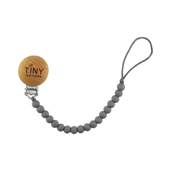 Tiny Teethers Pacifier Clip: Light Gray