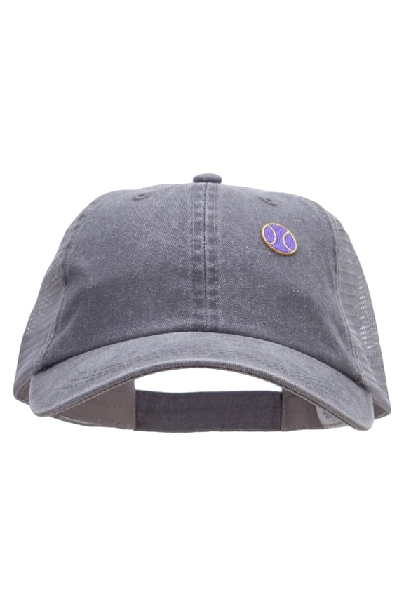 Tiny Tennis Ball Patched Washed Trucker Cap - Lt Grey Grey OSFM