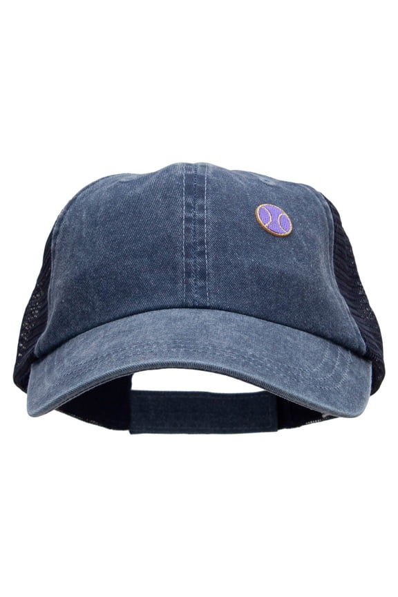 Tiny Tennis Ball Patched Washed Trucker Cap - Navy Navy OSFM