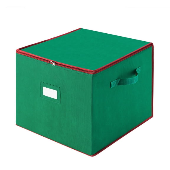 Tiny Tim Totes 75-Compartment Ornament Storage Box with Dividers (Green/Polyester/Adult)
