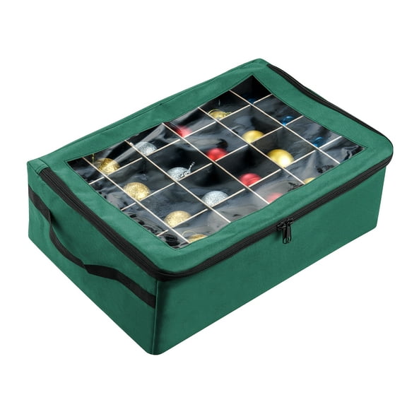 Tiny Tim Totes Canvas Ornament Storage Box with 48 Compartments, Green. Adult