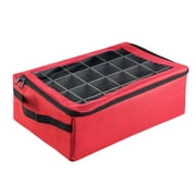 Tiny Tim Totes Ornament Storage Box with 48 Compartments and Dividers, Red