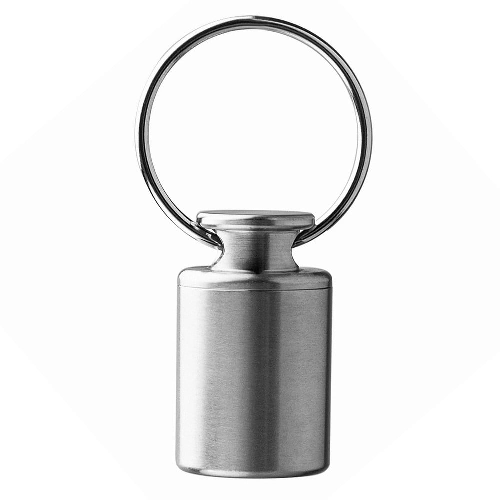 Tiny Titanium Keychain Pill Holder Case Waterproof Fob Travel Pocket