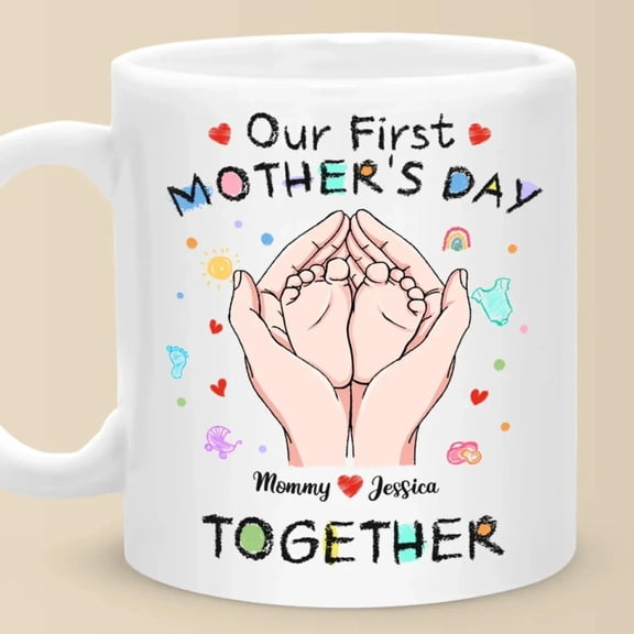 Tiny Toes, Big Love Personalized Custom Mug First Mother'S Day, Gift For First Mom, Newborn Baby, Bekilab Ceramic Coffee Mug, 11oz 15oz Gift