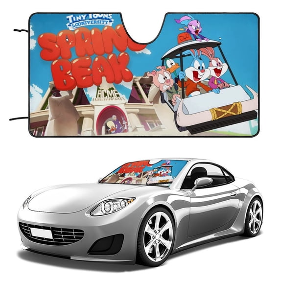 Tiny Toons Looniversity-theme Windshield Sun Shade Front Protector Folding Car Sun Visor Blocks Uv Rays Keeps Your Vehicle Cool56in*30in(140cm*76cm)