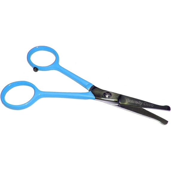 Tiny Trim 4.5" Ball-Tipped Scissor for Dog, Cat and all Pet Grooming - Ear, Nose, Face & Paw - Scaredy Cut's small Safety Scissor - Blue