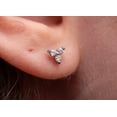 thumbnail image 1 of Tiny Trinity Stud Earrings Three Stones Minimalist flat back Stud Earrings Cartilage Tragus stud Internally Threaded Tiny Triple CZ Labret, 1 of 7