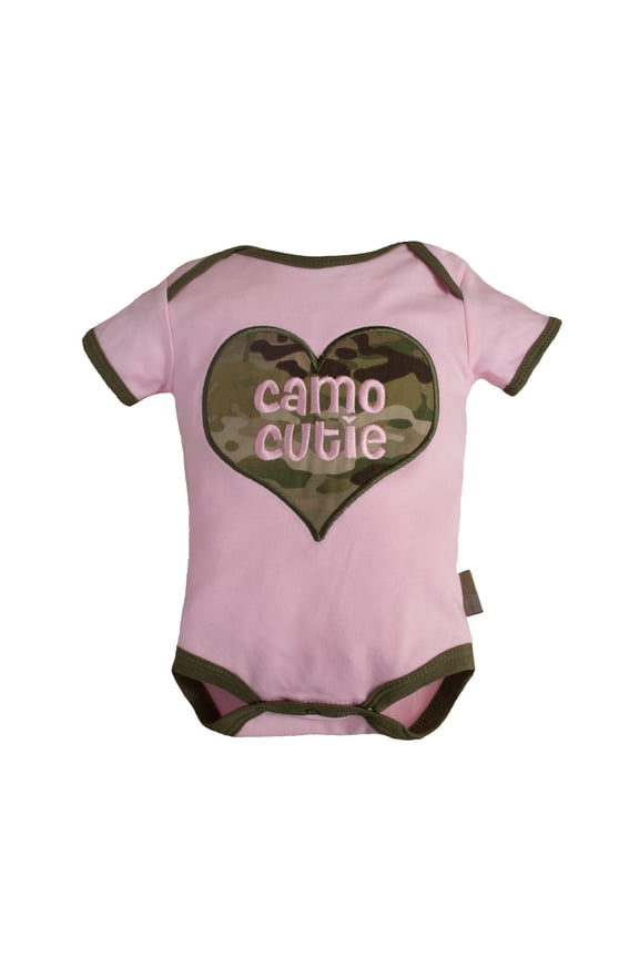 Tiny Trooper Baby Camo Cutie Bodysuit Pink and Multicam Camo 3-6 Months