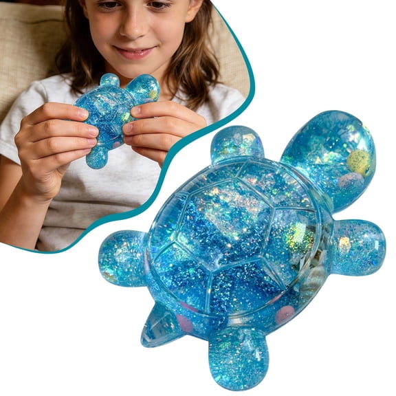 Tiny Turtles, Turtle Decor Shells Statue Coastal Aquarium Decor, Handmade Turtle Figurine, Creative Ocean-Themed Collector Gift, Glitter Infused Shaped Desktop Decoration 2.56x3.66 Inch 1Pcs